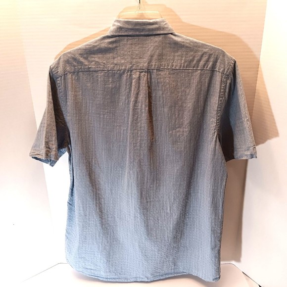 Rowm Shirt Men M Light Blue Button Down Short Sleeve 100% Cotton Lightweight - Picture 4 of 9